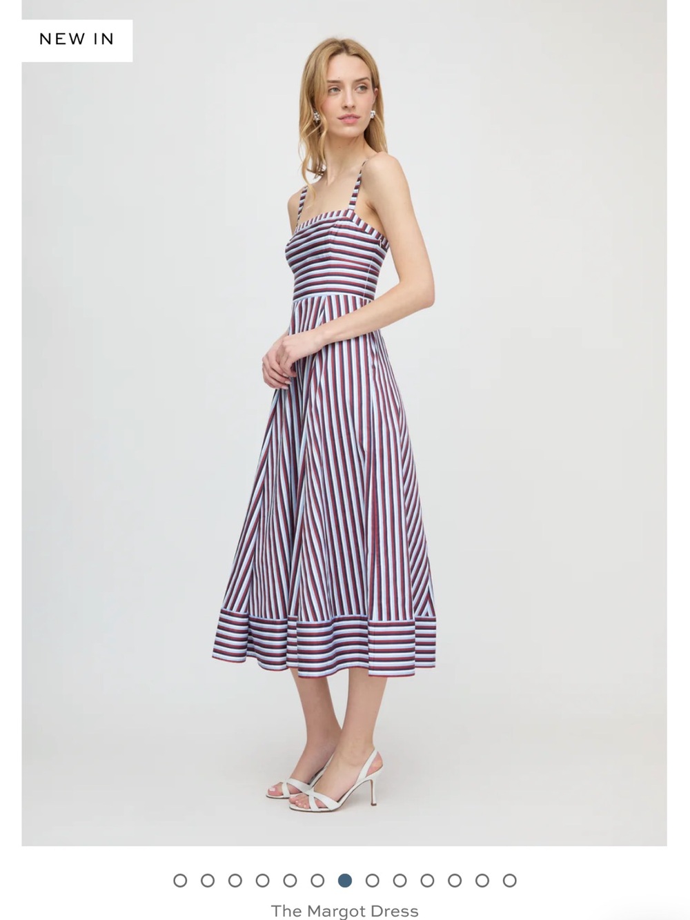 Hill House Margot Dress in Firecracker Stripe Midi Sundress in Navy and White - Picture 3 of 8